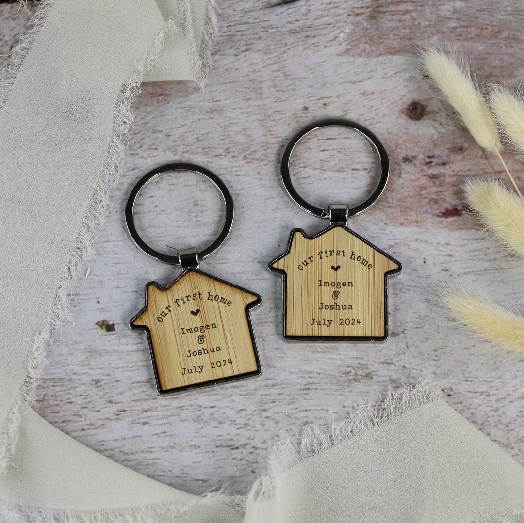 Our First Home, Couples House Keyrings, Personalised Housewarming Key ...