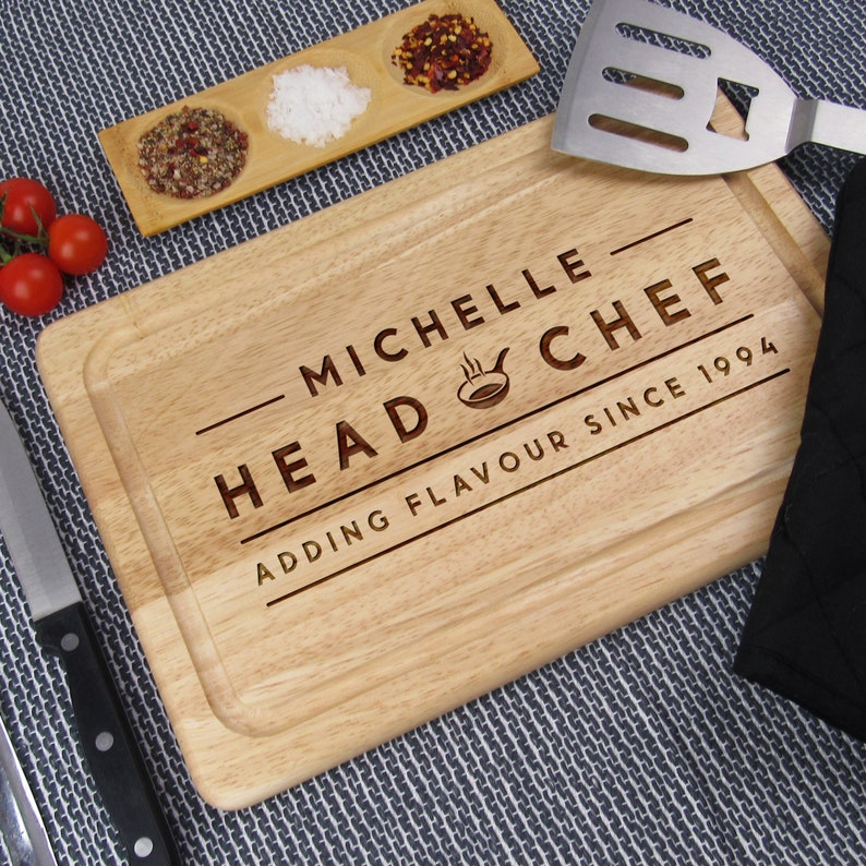 Fathers Day Gifts, Personalised 'Head Chef' Wooden Cutting Chopping Board, Birthday Gifts For Him, Gift for Boyfriend, Dad image 6