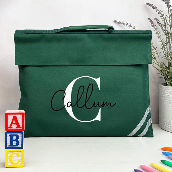 School Book Bag Personalised with Name & Initial, Kids Back to School Bag, Unisex Nursery, Primary School Bookbag, Children's Homework Bag