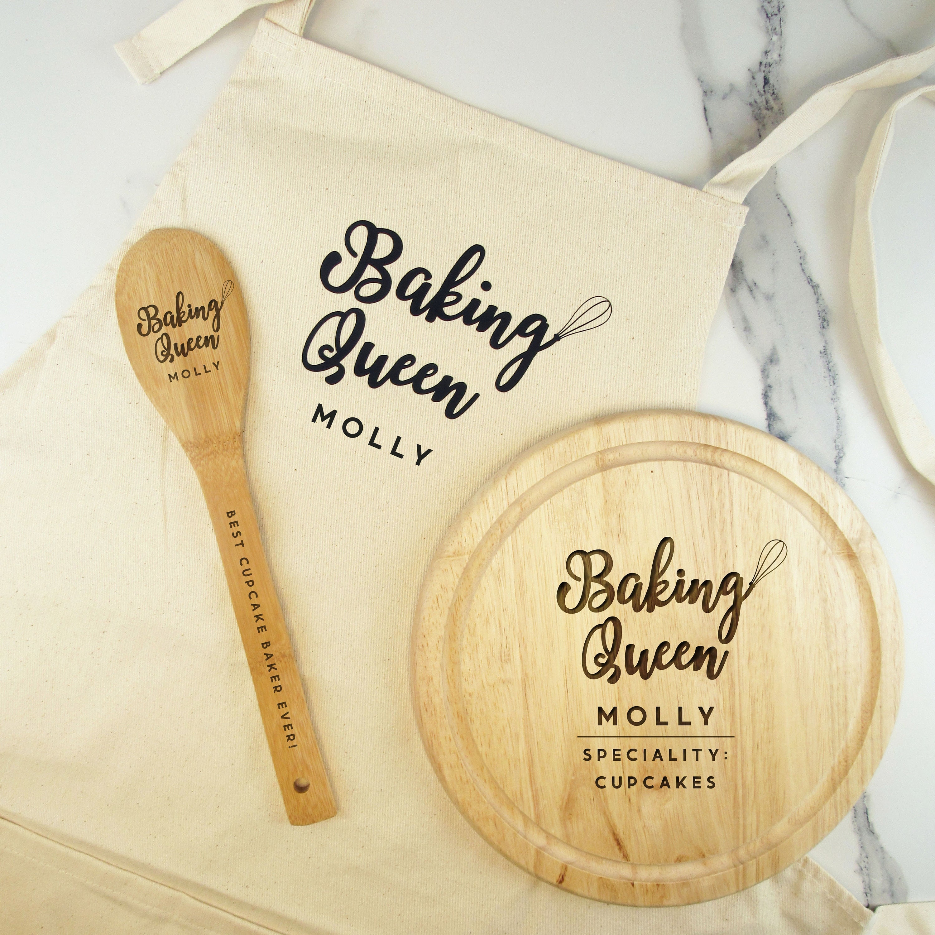 Bake The World A Better Place Wooden Spoon Positive Gift Mental Health Present Baking Set 