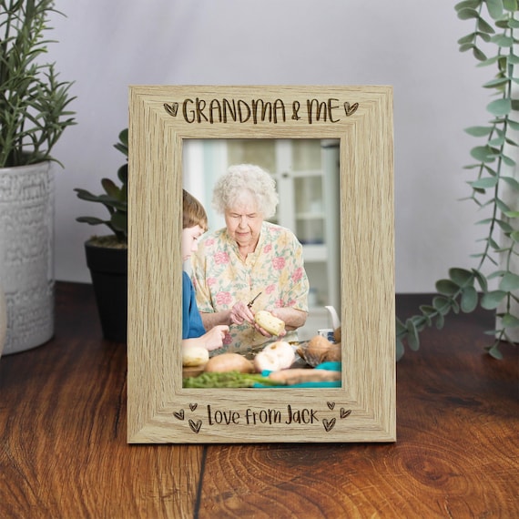 Portafoto in Legno per Nonna E Nonno, Cornice per Fiori Tagliata a