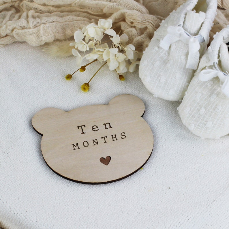 Bear Shaped Baby Milestone Discs, Newborn Photo Props, Baby Shower Gift ...