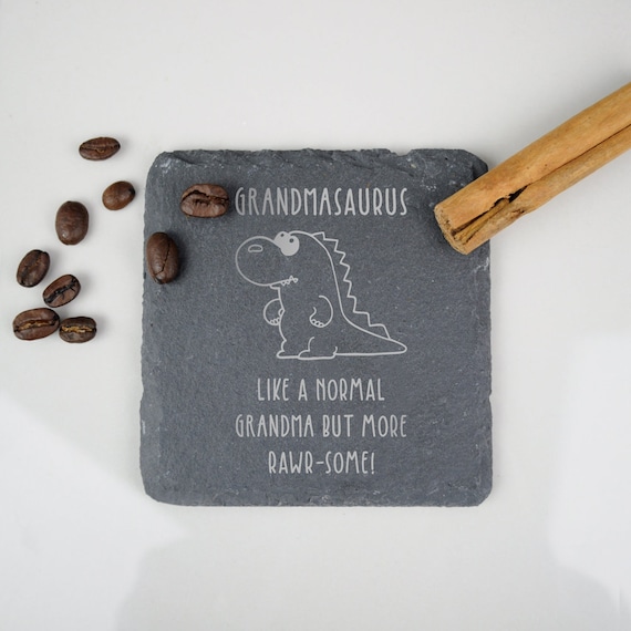 Cute Gift for Grandma Nannysaurus Grannysaurus Grandmother Granny Dinosaur Coaster Square Slate Funny Gift Nana Mothers Day Gift