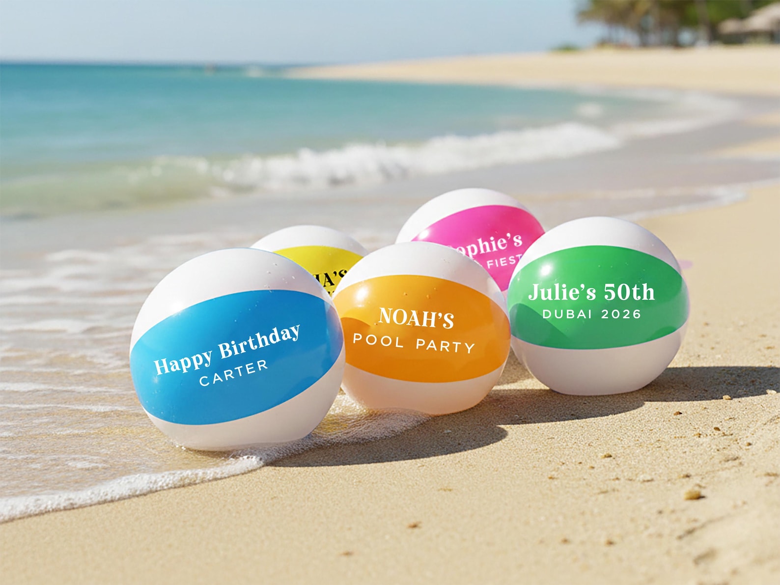Personalised Beach Ball Pool Party  Custom Name Inflatable Beach Ball  Birthday Hen Party Holiday Accessory  BULK Summer Party Favours