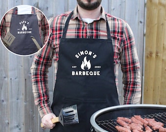 Grembiule da barbecue per papà, grembiule da barbecue personalizzato per papà, regalo per la festa del papà per nonni, regali per barbecue, grembiule da cucina nero, amante del barbecue