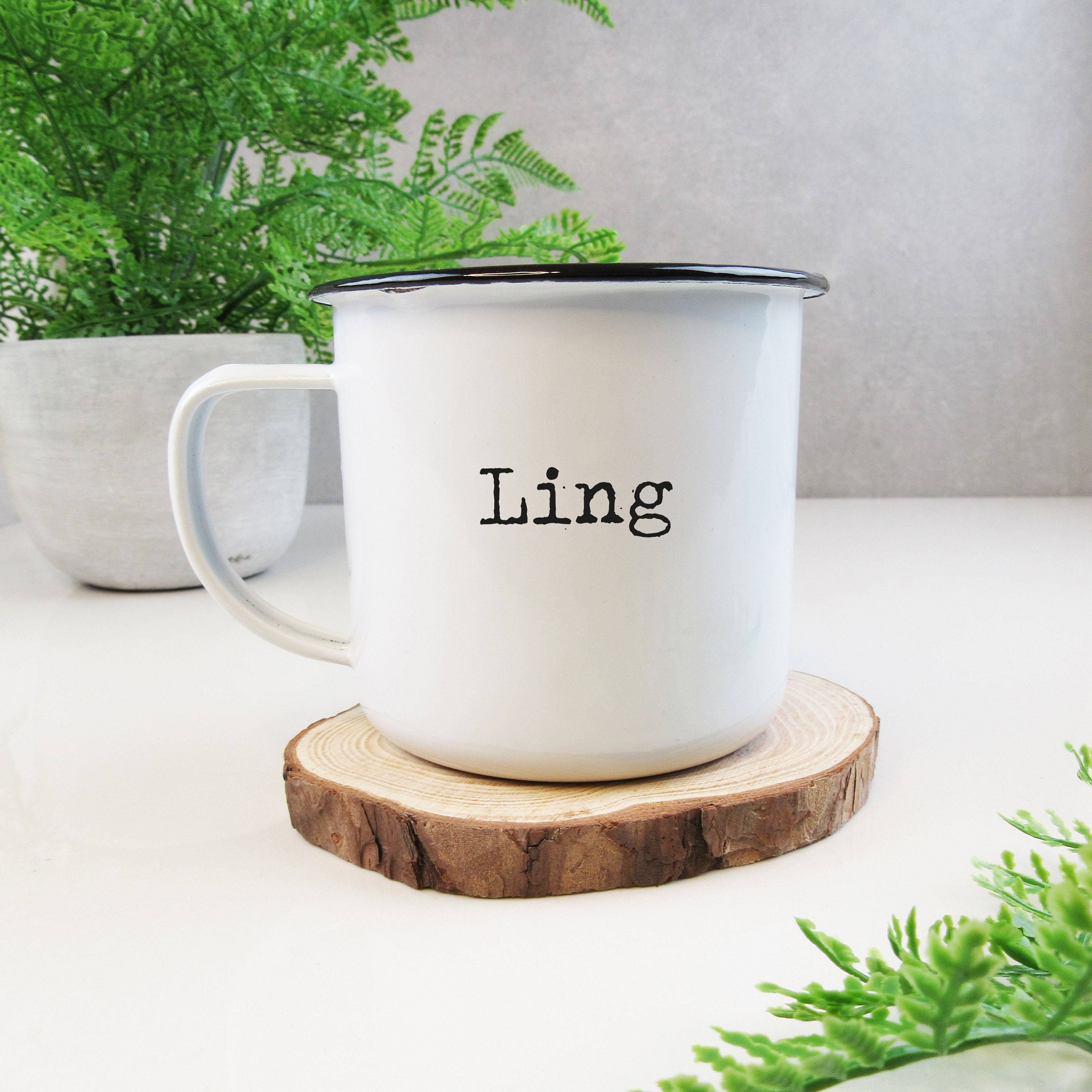 Personalised Name Enamel Tin Mug White Metal Tea Coffee Cup | Etsy