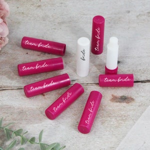 Team Bride Lip Balm, Pink & White Themed Hen Do, Hen Party Favours, Bachelorette Accessories, Bridal Party Bag Filler, Lip Balm Bride to Be