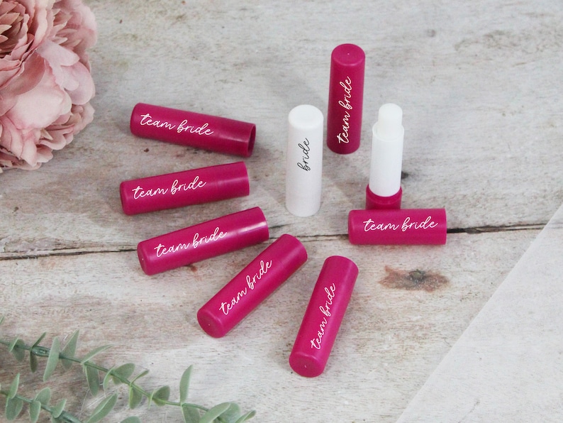Team Bride Lip Balm, Pink & White Themed Hen Do, Hen Party Favours, Bachelorette Accessories, Bridal Party Bag Filler, Lip Balm Bride to Be
