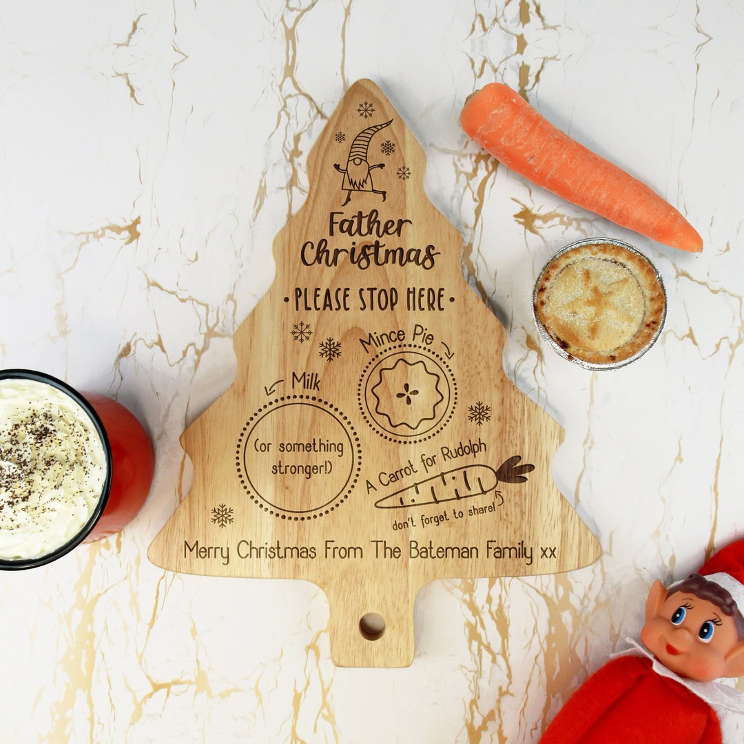 Personalised Tree Shaped Christmas Eve Plate, Father Christmas