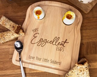 Tagliere Portauovo Personalizzato In Legno Di Hevea, Con Scritta 'Nonno Papà No.1 5 Stelle', Regalo Per Pasqua O Colazione