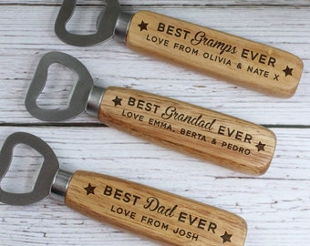 Best Grandad Ever Personalised Wooden Bottle Opener Dad Beer Bottle Opener Gift for Daddy Fathers Day Gifts Birthday Gift for Him