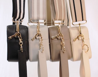 Monogram Cross Body Bag, Personalised Shoulder Bag with Strap, PU Leather Handbag Initials, Over Body Bag, Key Ring Option, Bridesmaid Gift