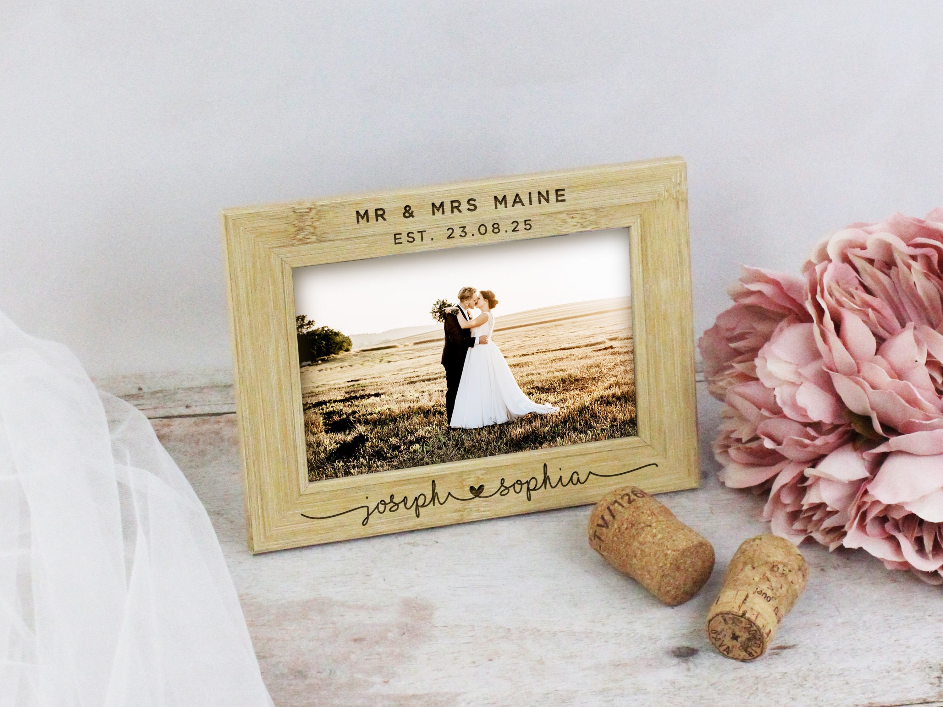 Wedding Gift Mr & Mrs Wooden Photo Frame