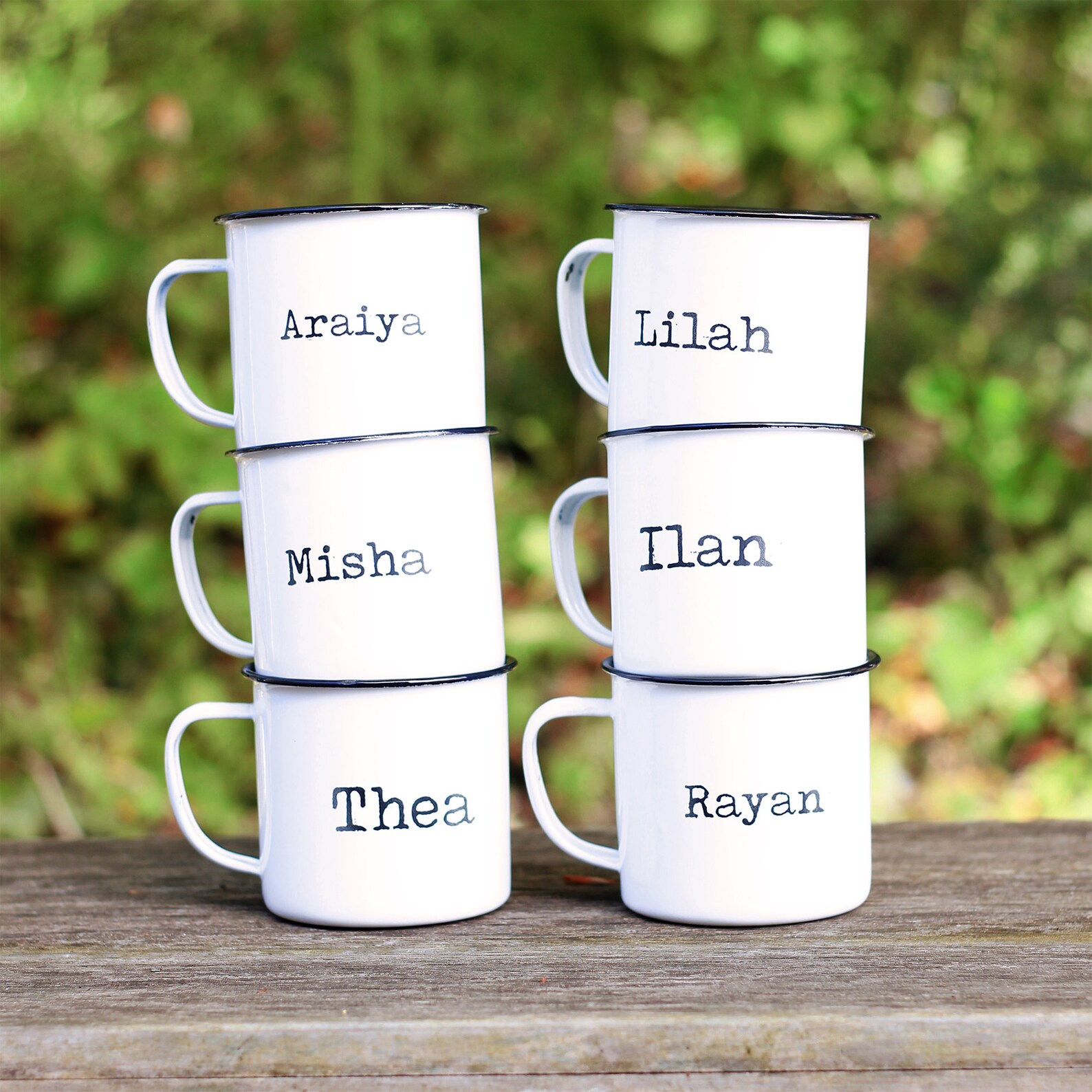 Personalised Name Enamel Tin Mug White Metal Tea Coffee Cup Etsy