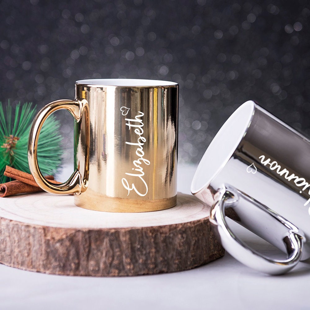 Double Wall Glass Coffee Mug with Gold Metallic Handle (16oz) - Set of 2, Coffee  Cup, Coffee Lovers Gift, Glass Mug, Glam Coffee