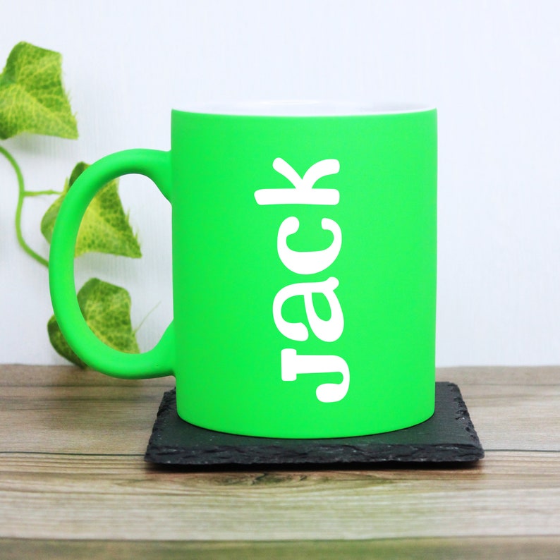 Personalised Neon Mug - Ceramic Mug Fluorescent 310ml Tea Cup - Matt ...