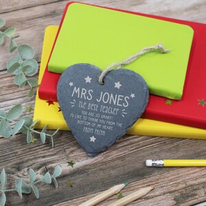 Personalised Thank You Teacher Gift, Slate / Wood Heart Decoration, the ...