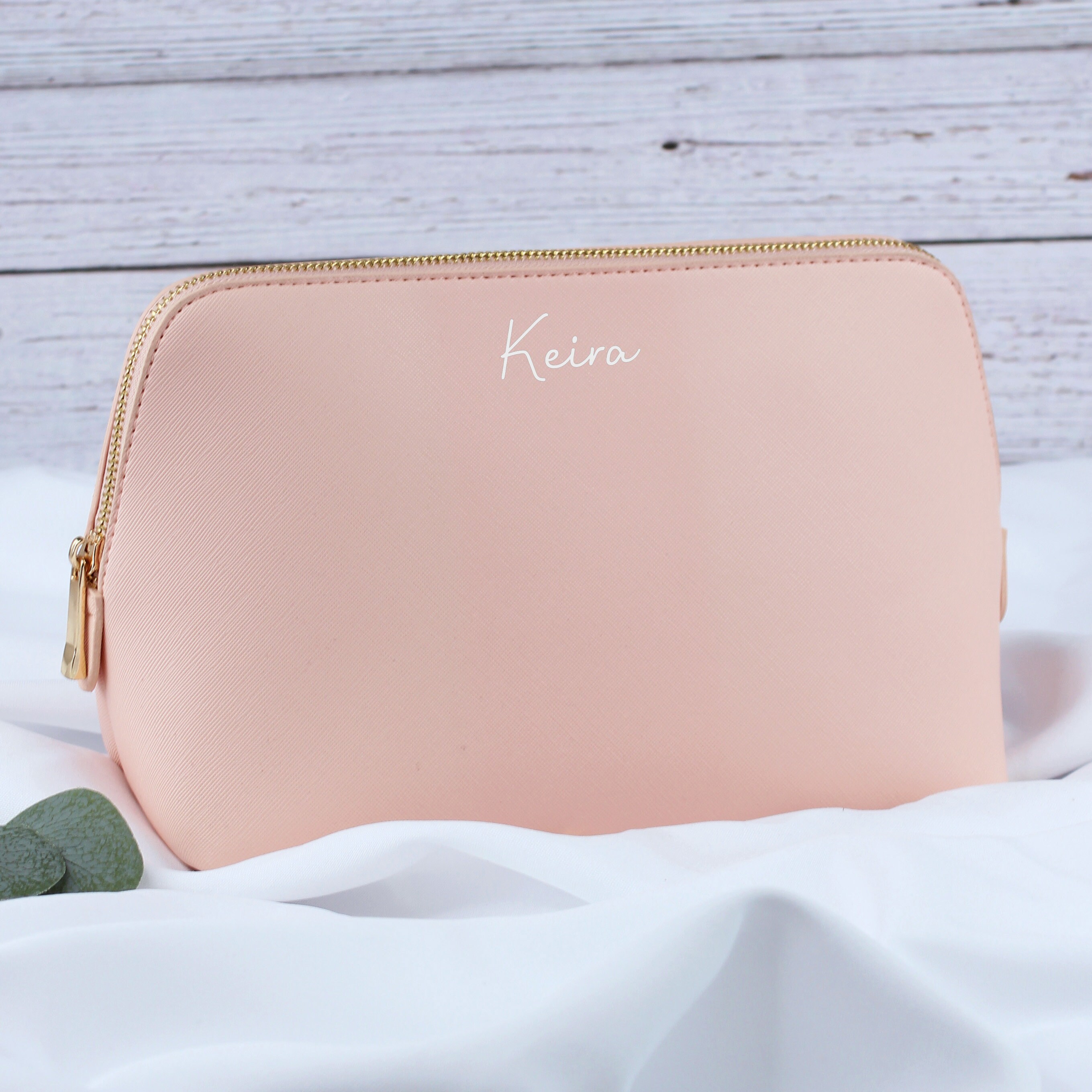 Ibeacos Personalisierte Kosmetiktasche – Aus PU-Leder, Größe S, Mit Initial (A-Z), Pink