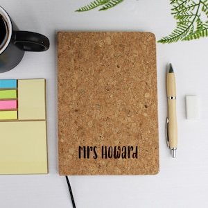 Cuaderno personalizado para maestros de escuela, Cuaderno Cork A5, Regalos de fin de período, Regreso a la escuela, Regalo de agradecimiento para maestros, Regalo de asistente de enseñanza
