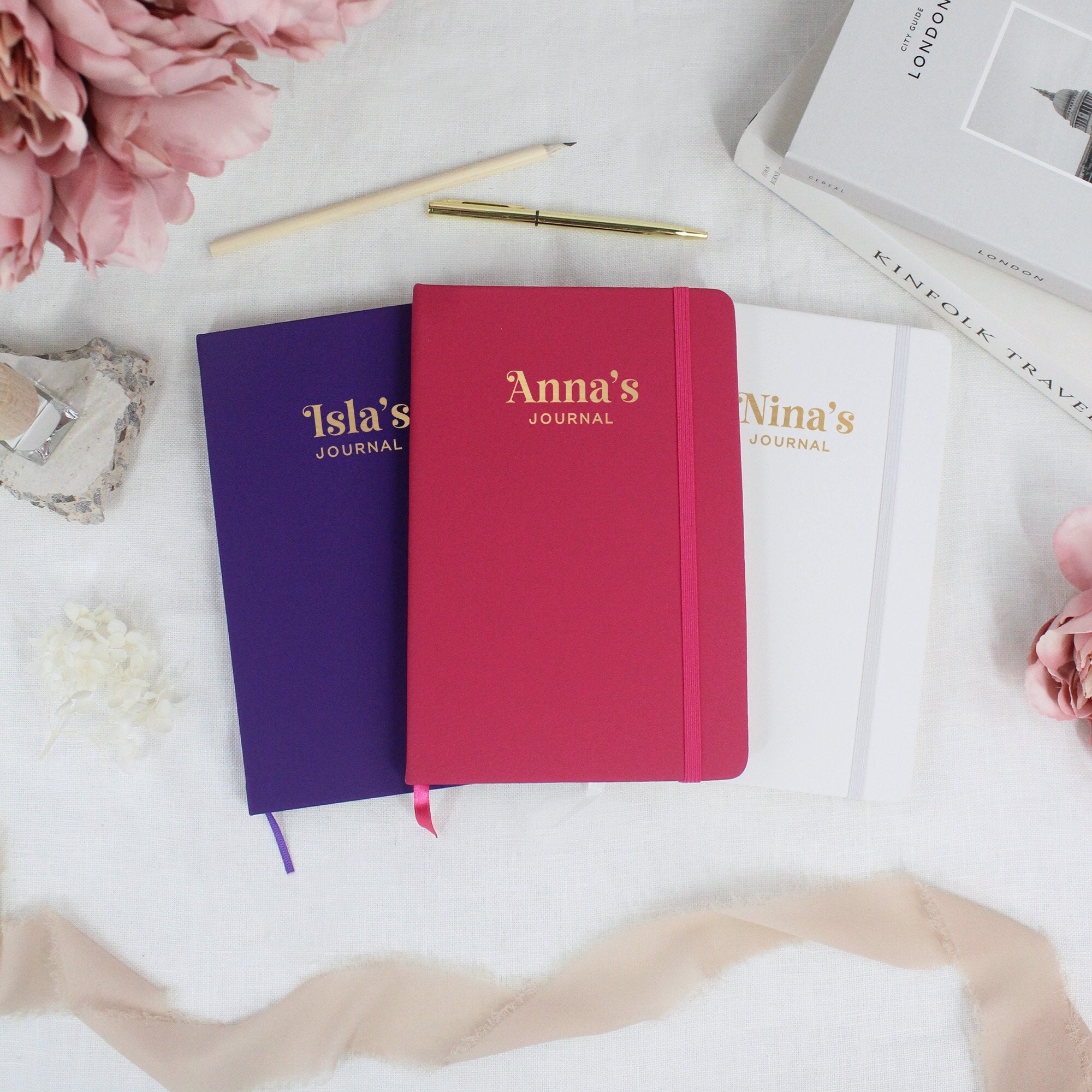 Personalised Journal Notebook, Soft Touch Hardback A5 Lined Journal Any Name, Travel Dream Journal, To Do List, 2024 Planner Stationery