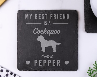 Cockapoo Dog Coaster, Cockapoo Dog Slate Coaster, Personalised Cockapoo Dog Gift, Personalised Cockapoo Slate Coaster, Gift for Dog Lover