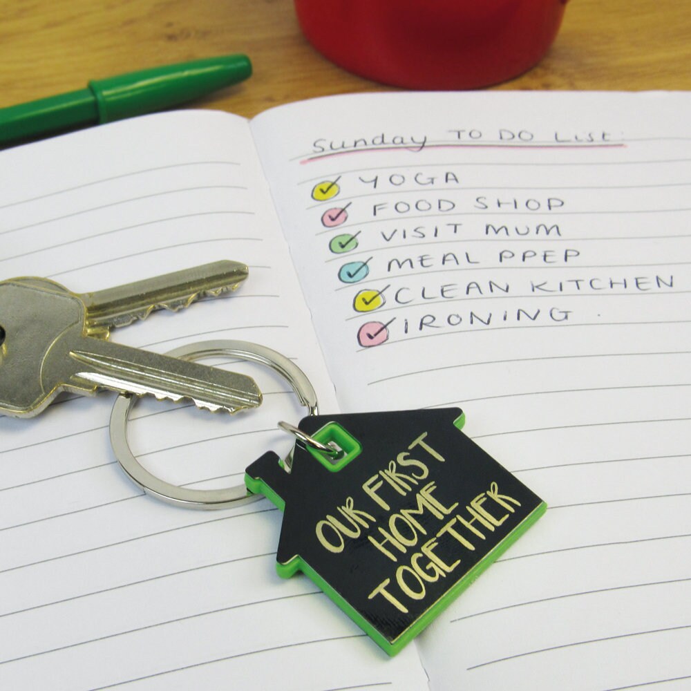 House Shaped Key Ring, New Home, Our First Home Together Metal Keychain ...