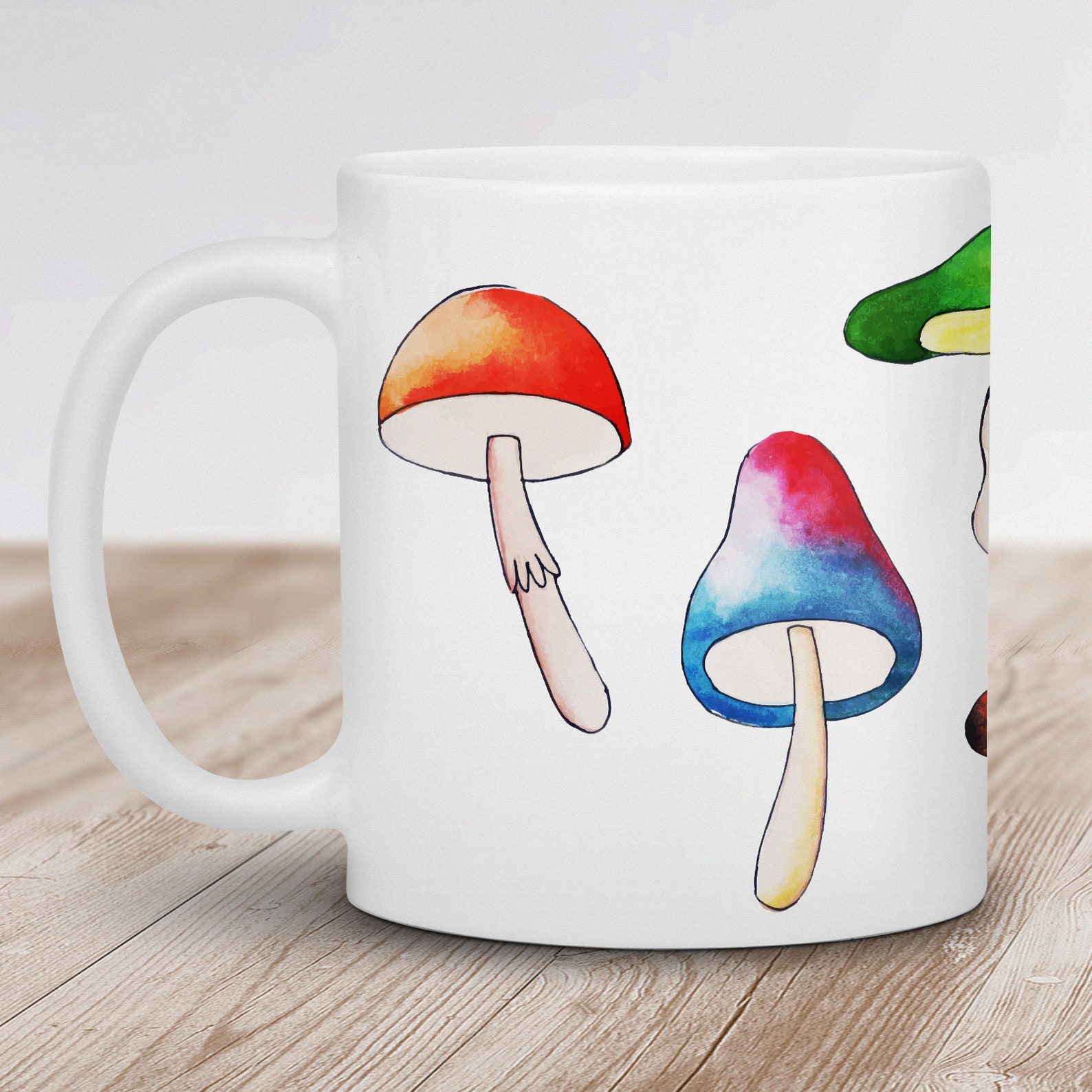 Colorful Mushrooms Ceramic Mug Mushroom Mug Fall Mug Autumn Etsy