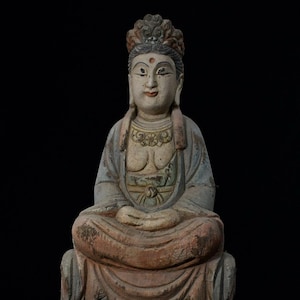 Chinese antique pure hand-carved large exquisite rare wood carving Guanyin Bodhisattva Buddha statue ornaments