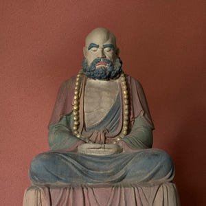 Chinese antique pure hand-carved large exquisite rare wood carving Bodhidharma Patriarch Buddha statue ornaments
