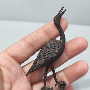 Handmade fine rare bronze crane statue ornaments with Chinese antiques