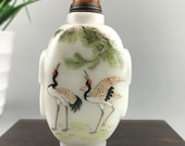 Glazed snuff bottle handmade painting crane beautiful shape