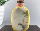 Glazed snuff bottle hand-painted people beautiful scenery