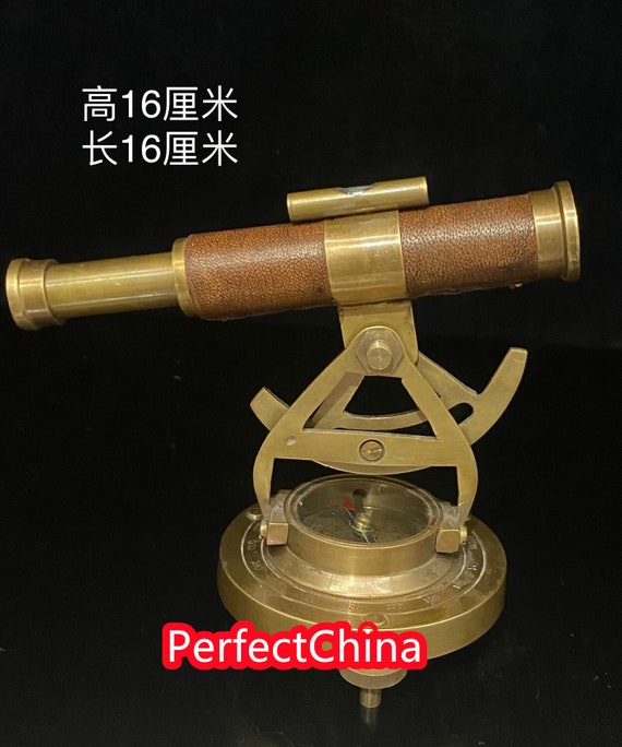 Chinese Antique Handcrafted Retractable Compass Telescope Ornament