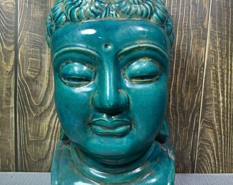 Beautiful and rare wood kiln Buddha head ornament made by Chinese antiques