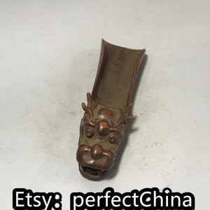 Ornement antique chinois de pelle à thé de robinet de pulpe plaquée de cuivre pur fait main