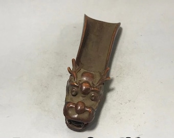 Chinese antique handmade pure copper clad pulp faucet tea shovel ornament