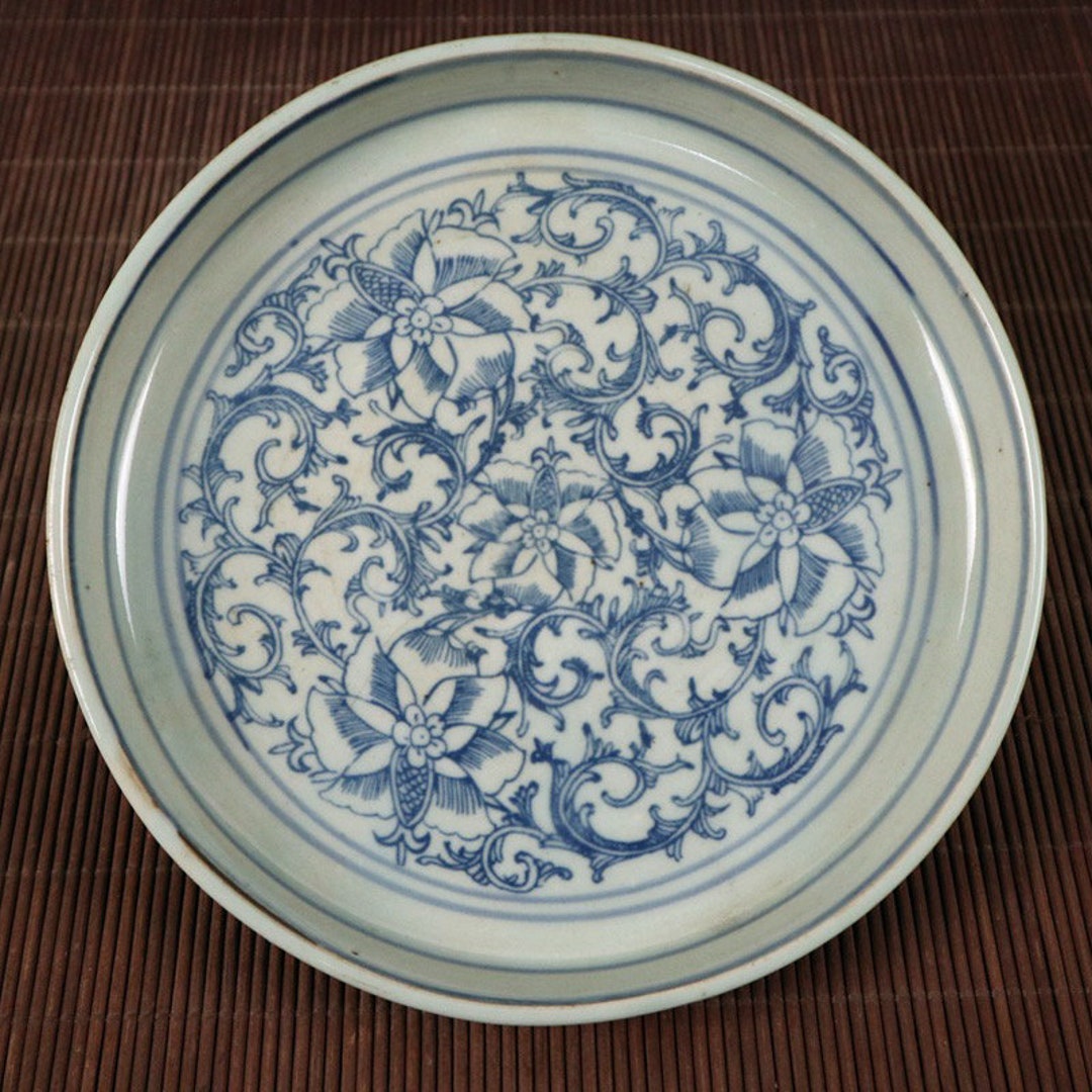 Chinese Antique Hand Painted Exquisite Rare Blue and White Flower ...