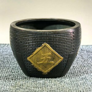 Kinesisk antik handgjord ren koppar femkorns skörd skattkruka askfat prydnad