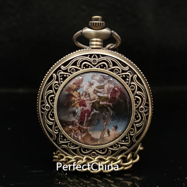 Exquisite rare pure copper single-opening mechanical pocket watch and clock ornaments handmade by Chinese antiques