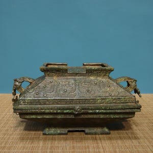 Chinese antique pure handmade exquisite rare bronze inscribed Fang Piao statue ornaments