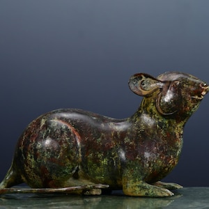 Chinese antique pure handmade exquisite rare bronze rat statue ornaments