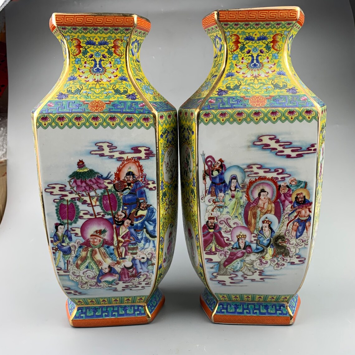 Chinesische antike Cloisonne Vase handbemalte Figur Vase ...