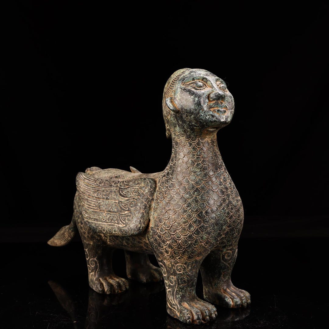 Exquisite Beast Exquisite and Rare Bronze Human-faced Beast Statuette Made by Hand From ...