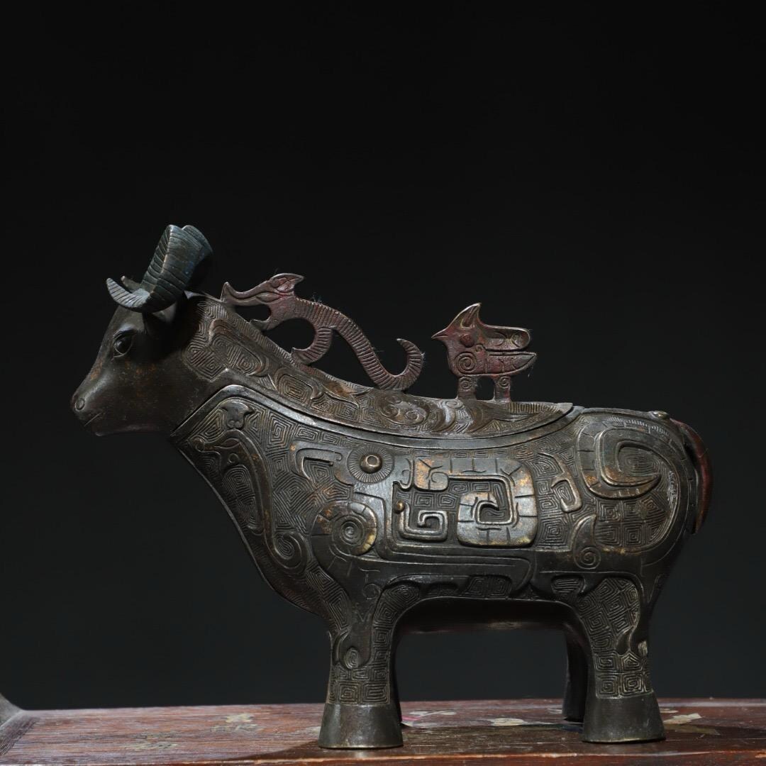 Exquisite and Rare Pure Copper Sheep Bottle Statue Ornament Crafted by ...