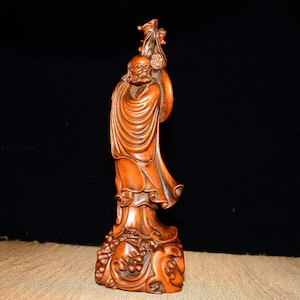 Exquisite and rare Bodhidharma Buddha statue hand-carved from Chinese boxwood