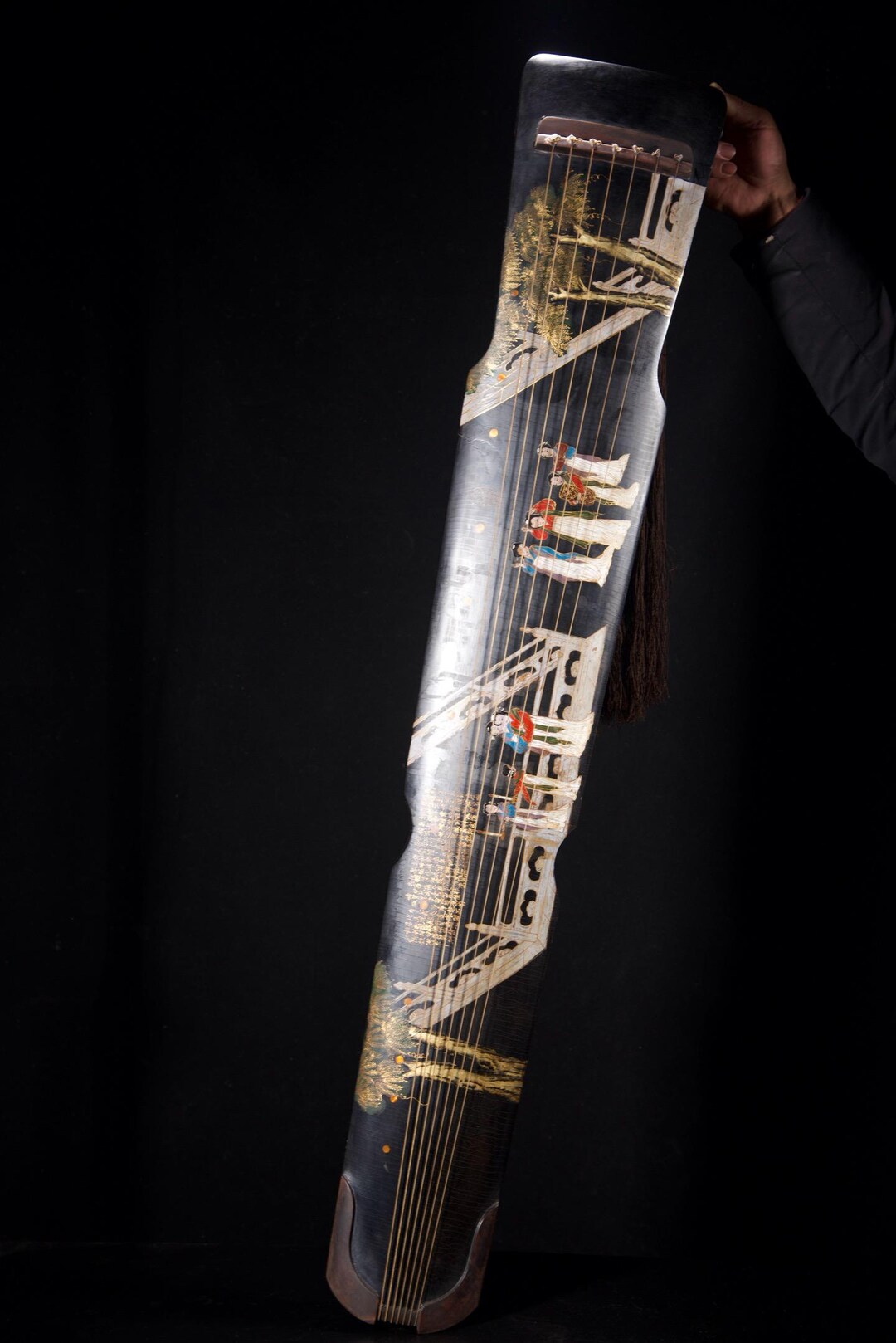 Seven String Instrument Exquisitely Handcrafted Chinese Antique Wooden Guqin (a Seven-stringed ...