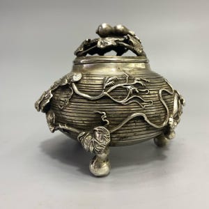 Chinese antique pure hand-made exquisite rare white copper gourd stove ornaments