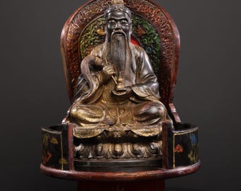 骨董品 石彫刻 仙人 桃？長寿 神様 置物 Amazon.co.jp: 桃を持った寿老人【七福神】高さ約35cm 石置物 地蔵