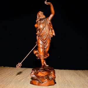 Exquisite and rare Bodhidharma Buddha statue hand-carved from Chinese boxwood