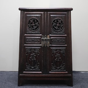 Chinese antique pure hand-carved large exquisite rare rosewood hollow Fulu Wandai gourd storage cabinet ornaments